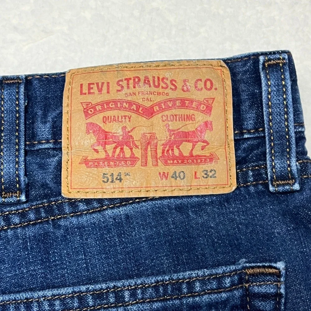 Levi's Jeans Mens W40 L32 Blue‎ 514 Straight Fit Denim Pants Casual 00514-0308